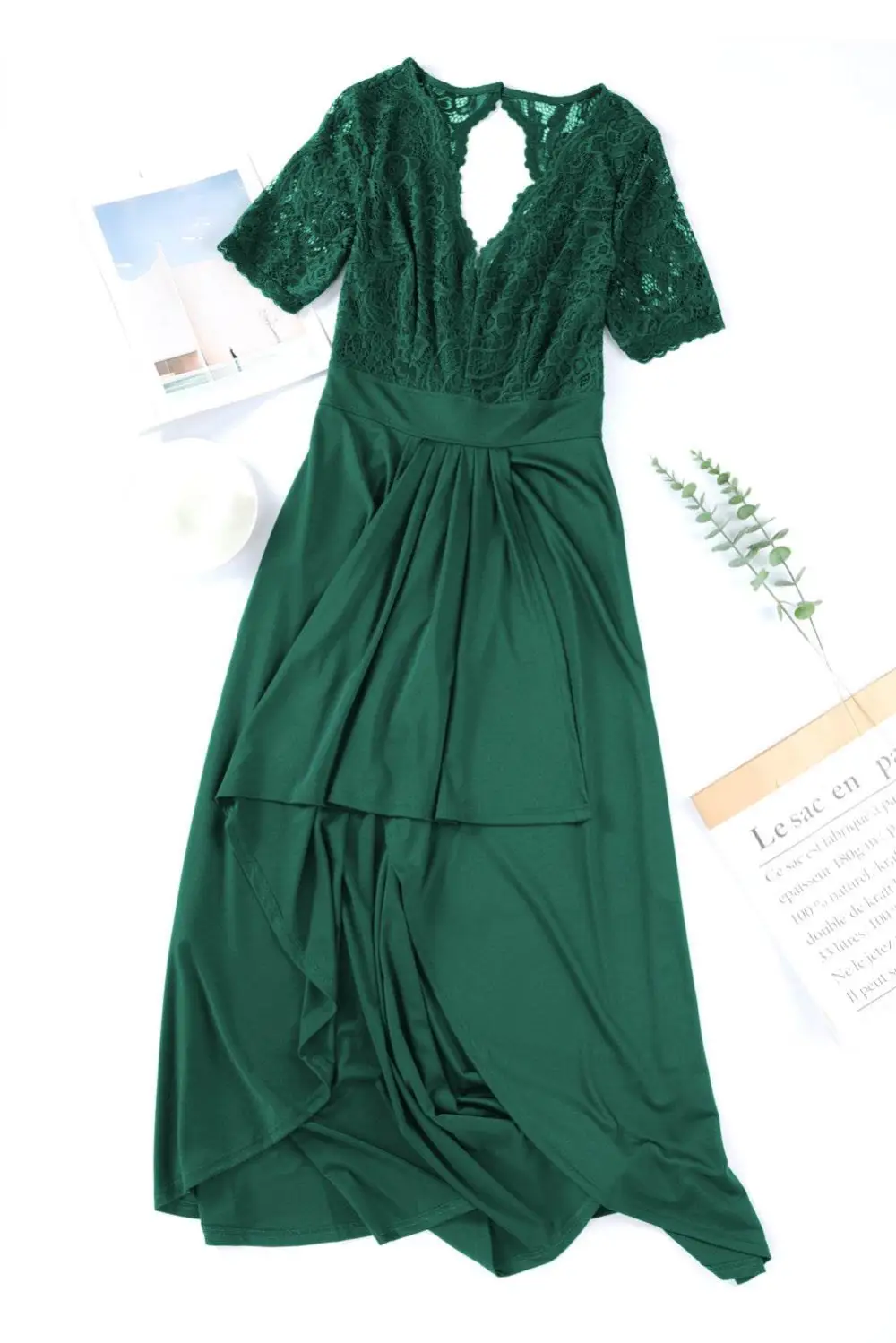 Lace Cutout V Neck Casual Dress
