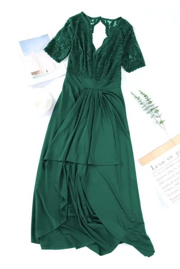 Lace Cutout V Neck Casual Dress