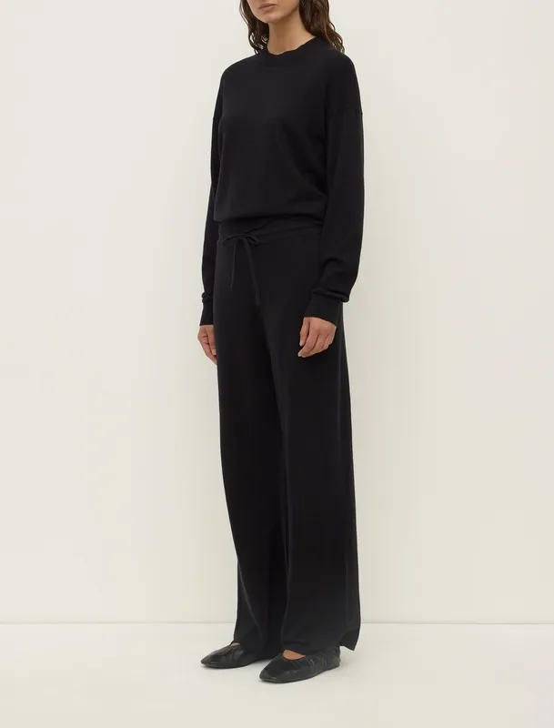 Black Cotton Cashmere Lounge Sweater