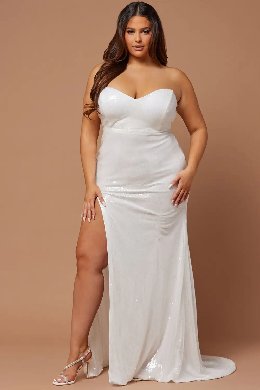 Deana Sequin Gown - White