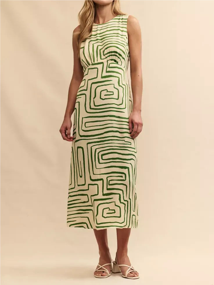 Devi Geometric Print Midi Sundress