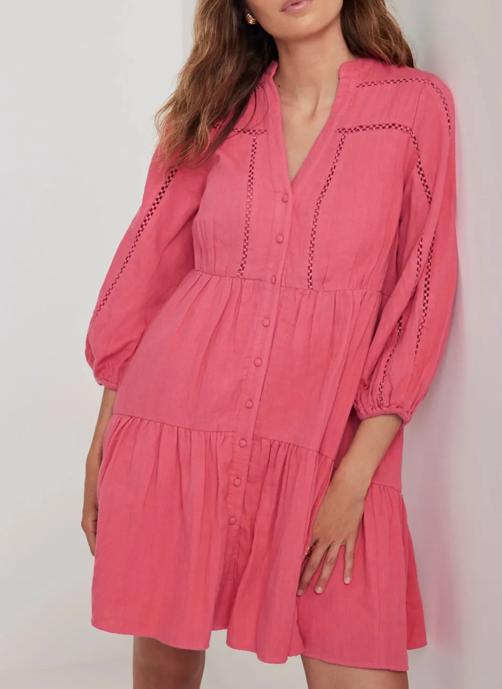 Casual Style Cotton Mini Dress