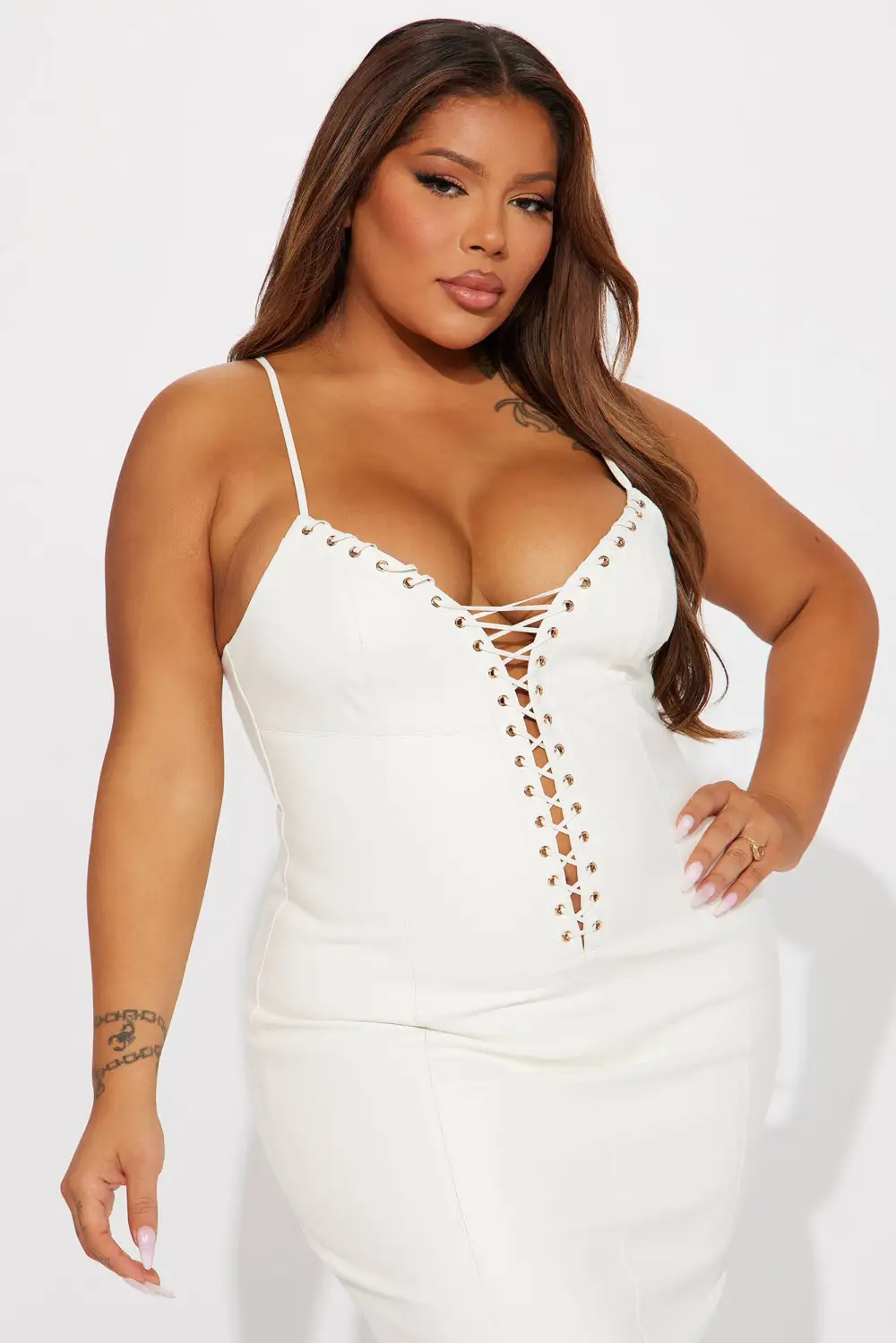 Lydia Faux Leather Maxi Dress - White