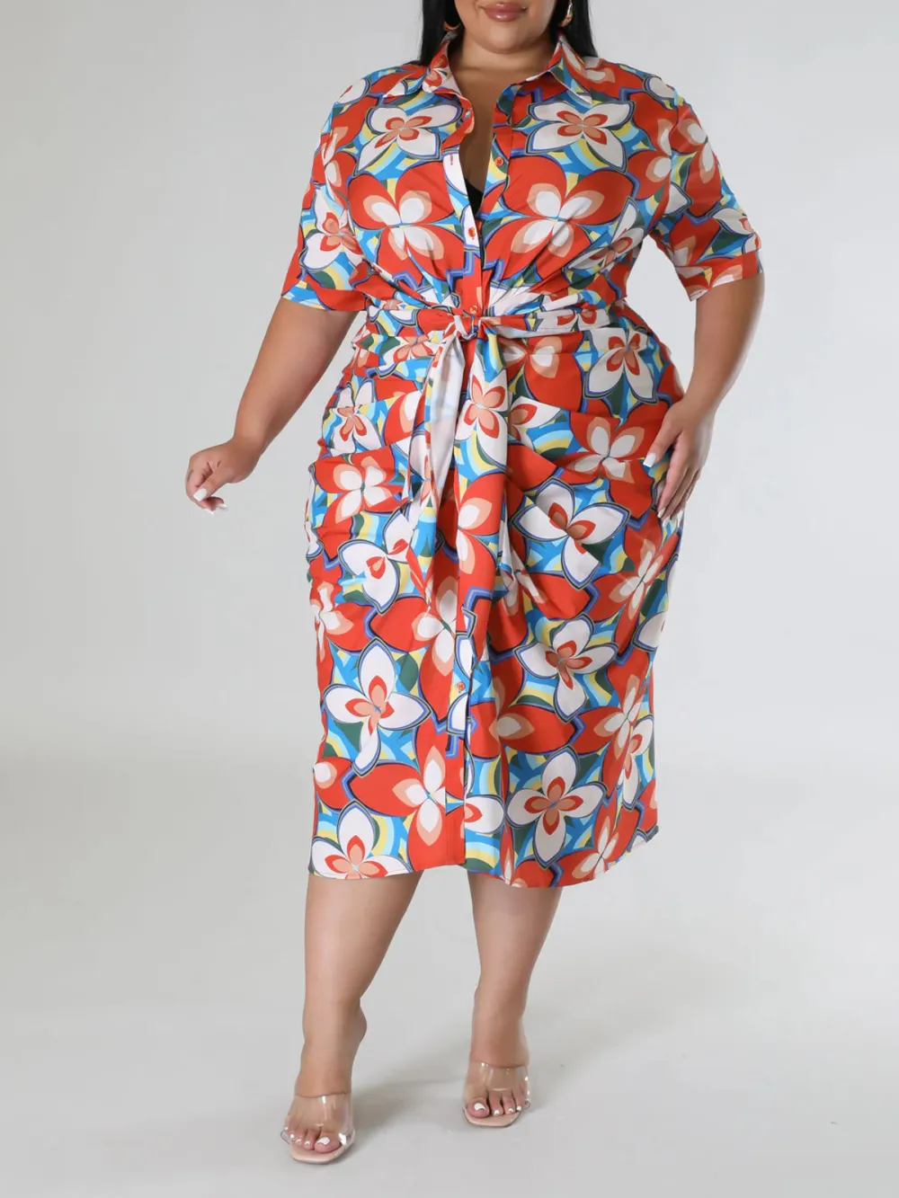 Plus-Size Fashion Women'S Floral Print Dress