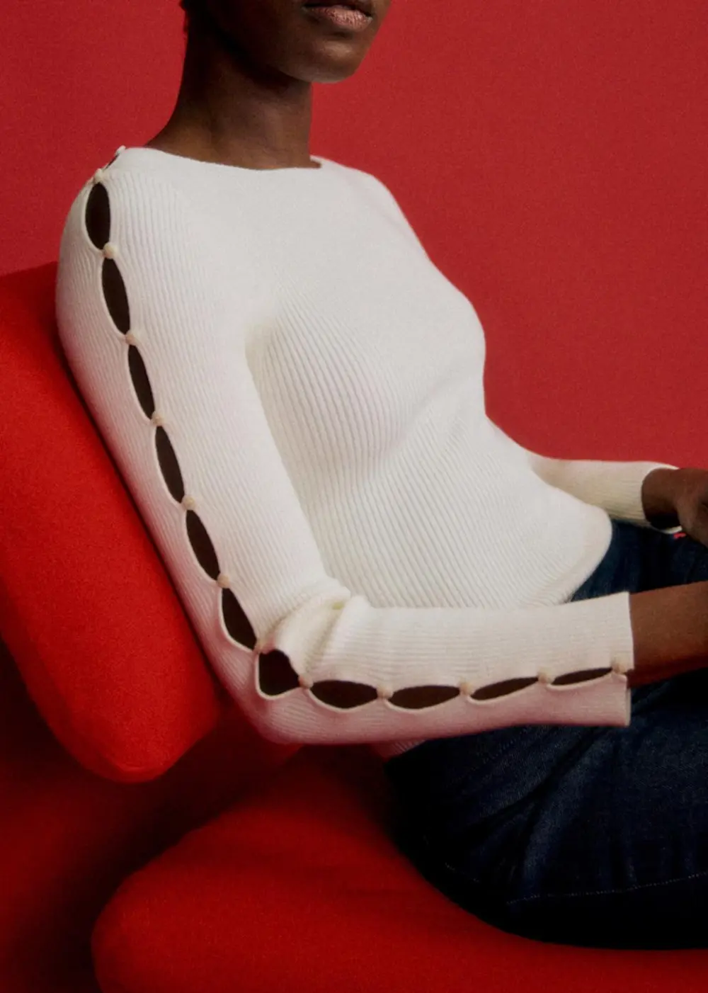 Long Sleeve Crew Neck Wool And Cotton Knit Bodysuit