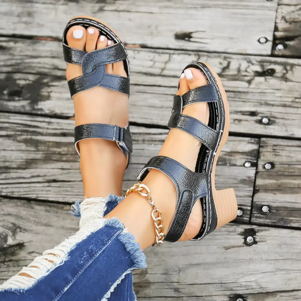 Modern Open Toe Block Heel Sandals