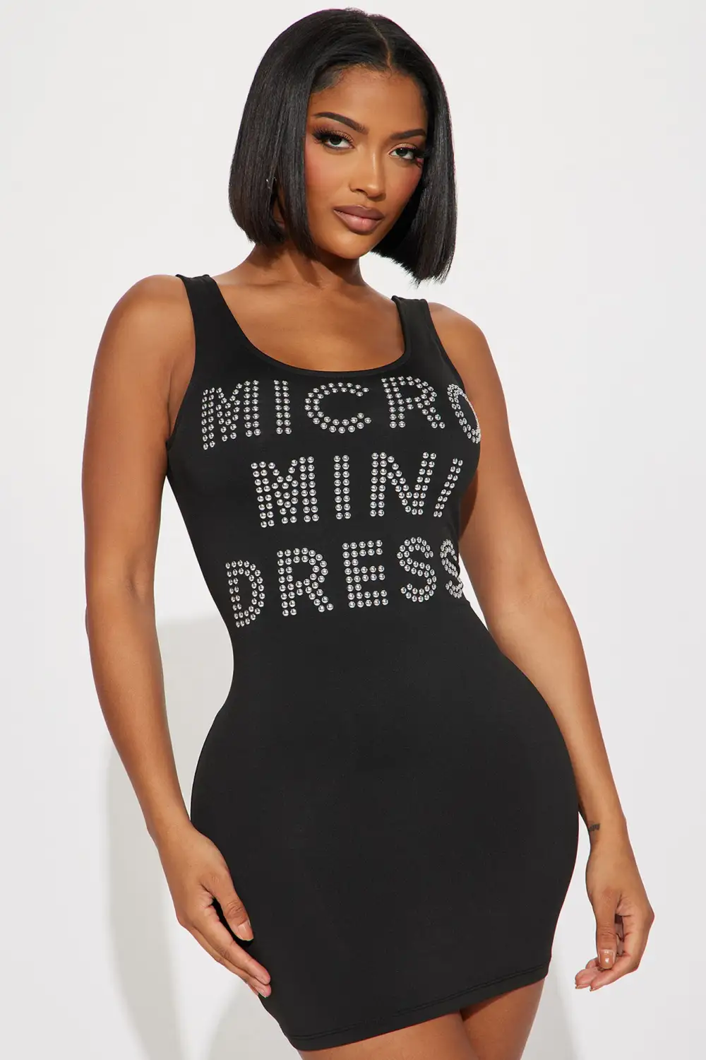 Studded Micro Mini Dress - Black/Silver