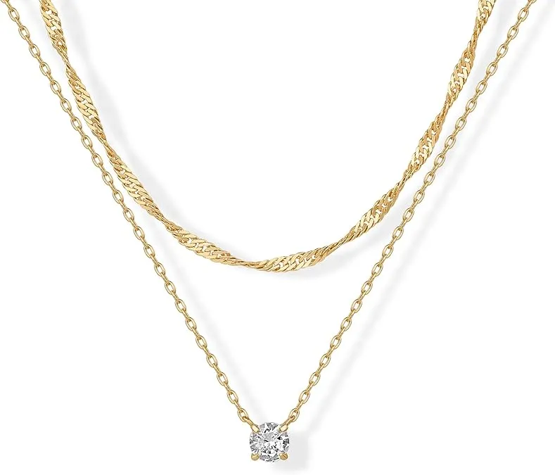 Ridged Halo Layered Necklace