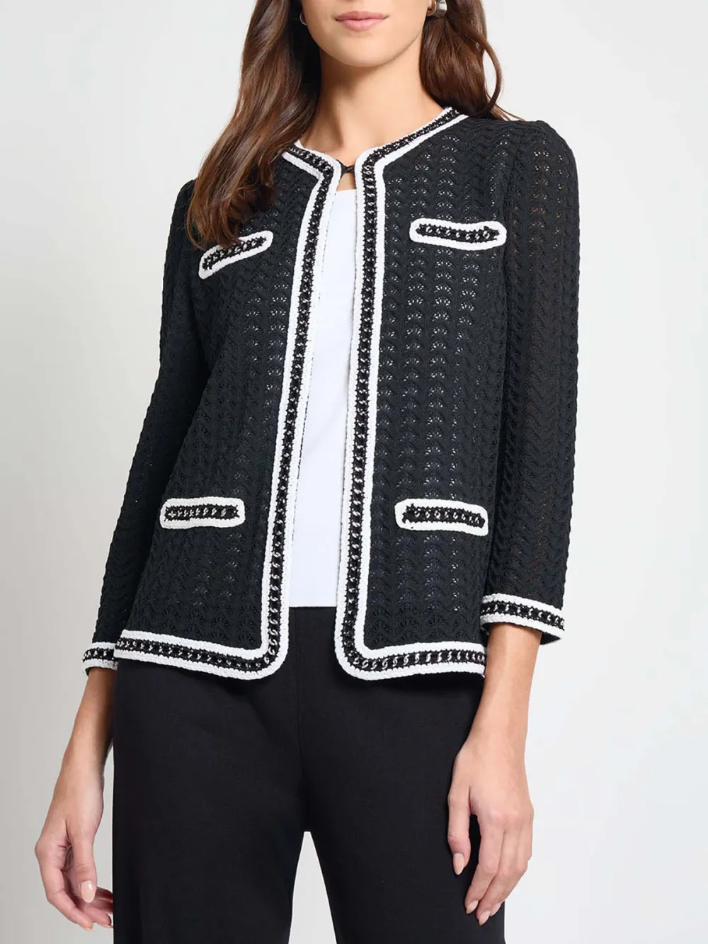 Fake Pocket V-Neck Jacket