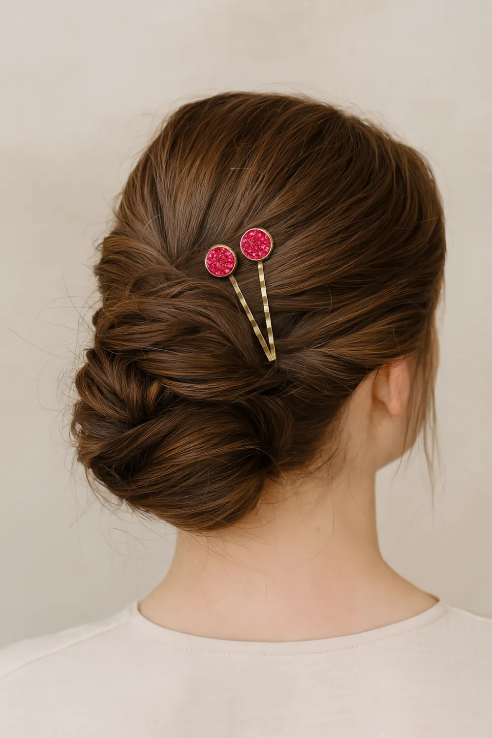 Magenta Druzy Agate Bobby Pins
