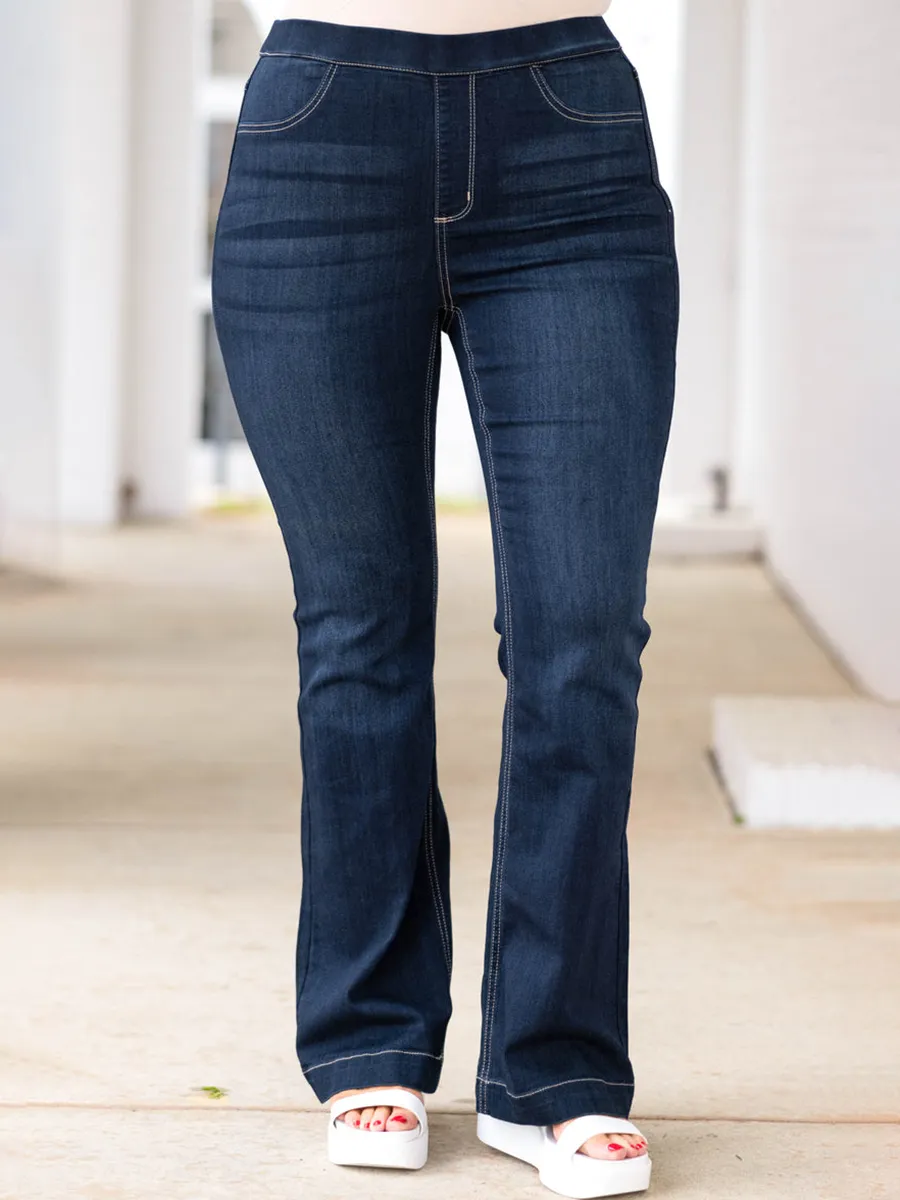 Dark Blue Micro Flared Jeans