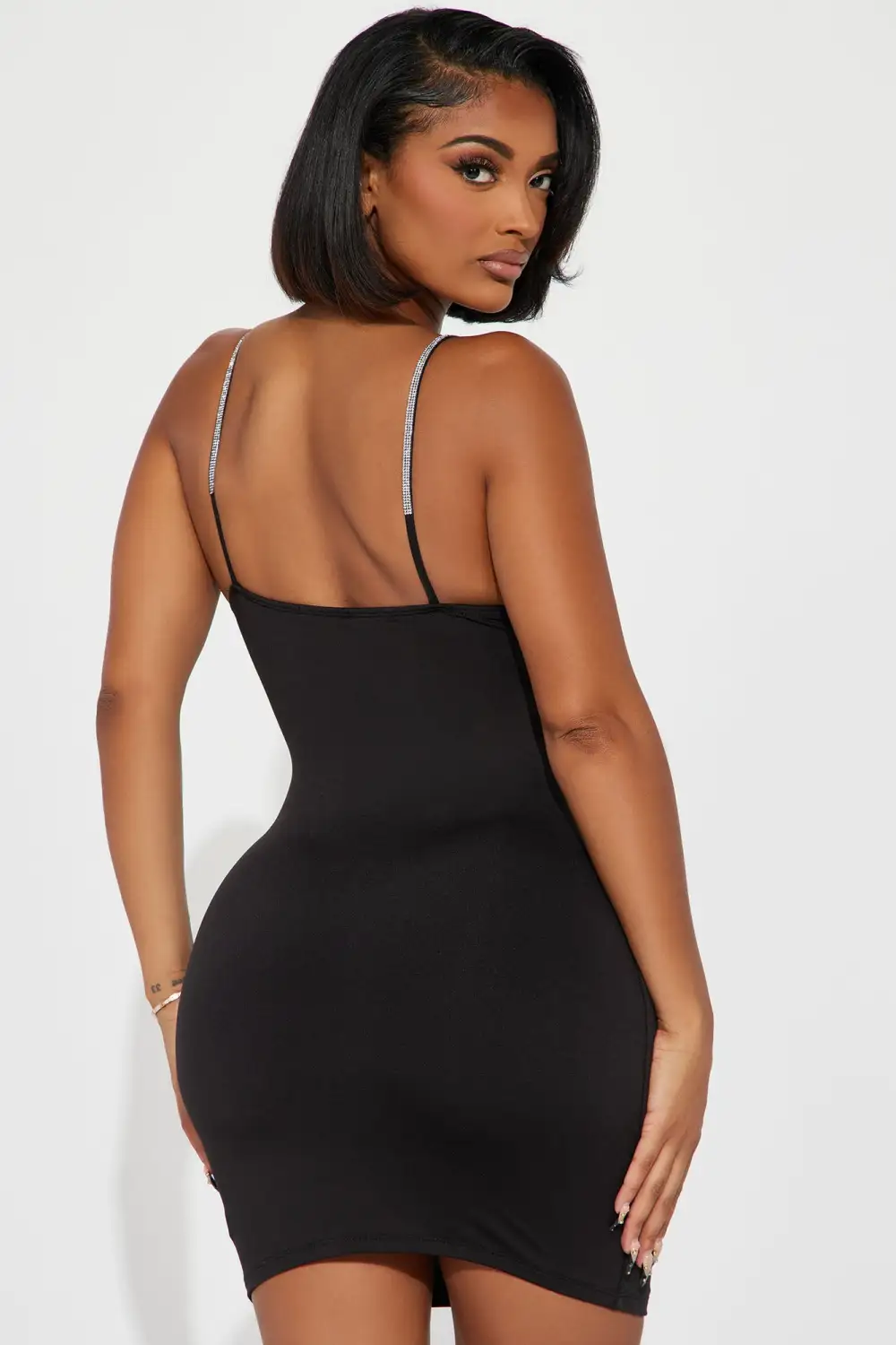 In The Club Embellished Mini Dress - Black