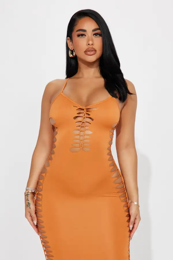 Bailey Braided Midi Dress - Rust