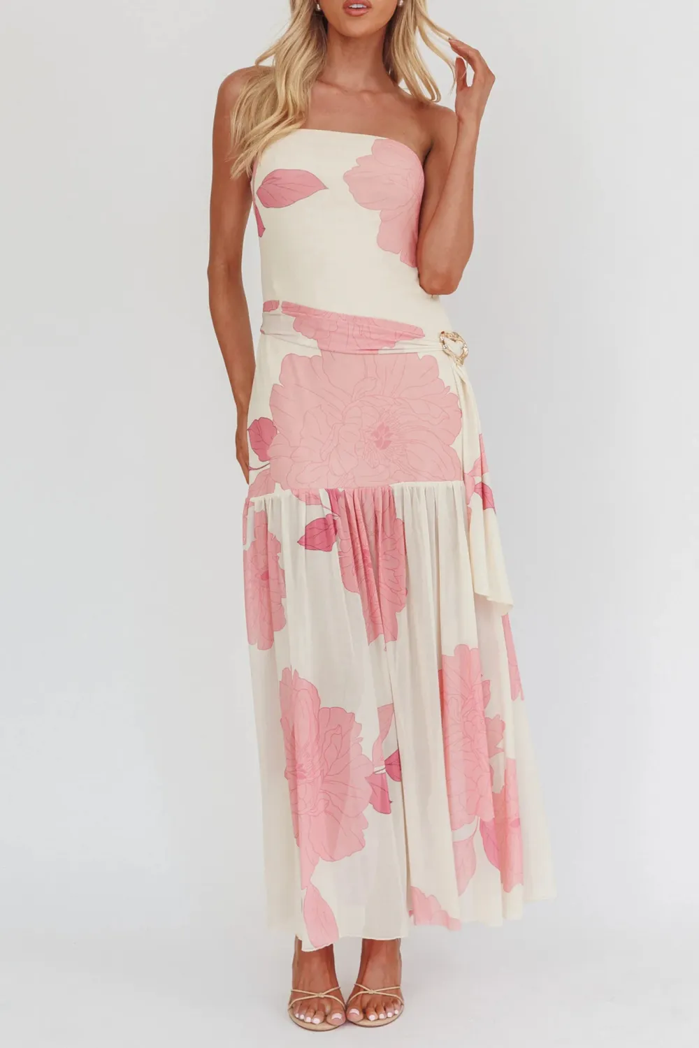 Casual Holiday Style Art Print Pleated Maxi Skirt