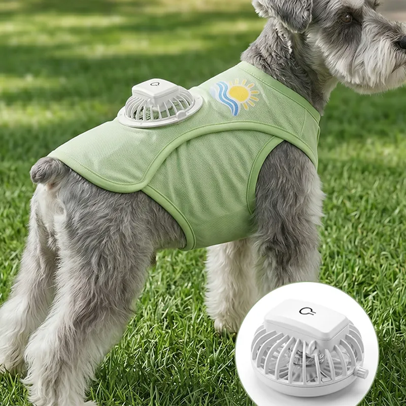 2026 New Model Fan Dog Clothes Cooling Vest Summer Sun Protection Thin Breathable Pet Clothing for Small and Medium-Sized Dogs