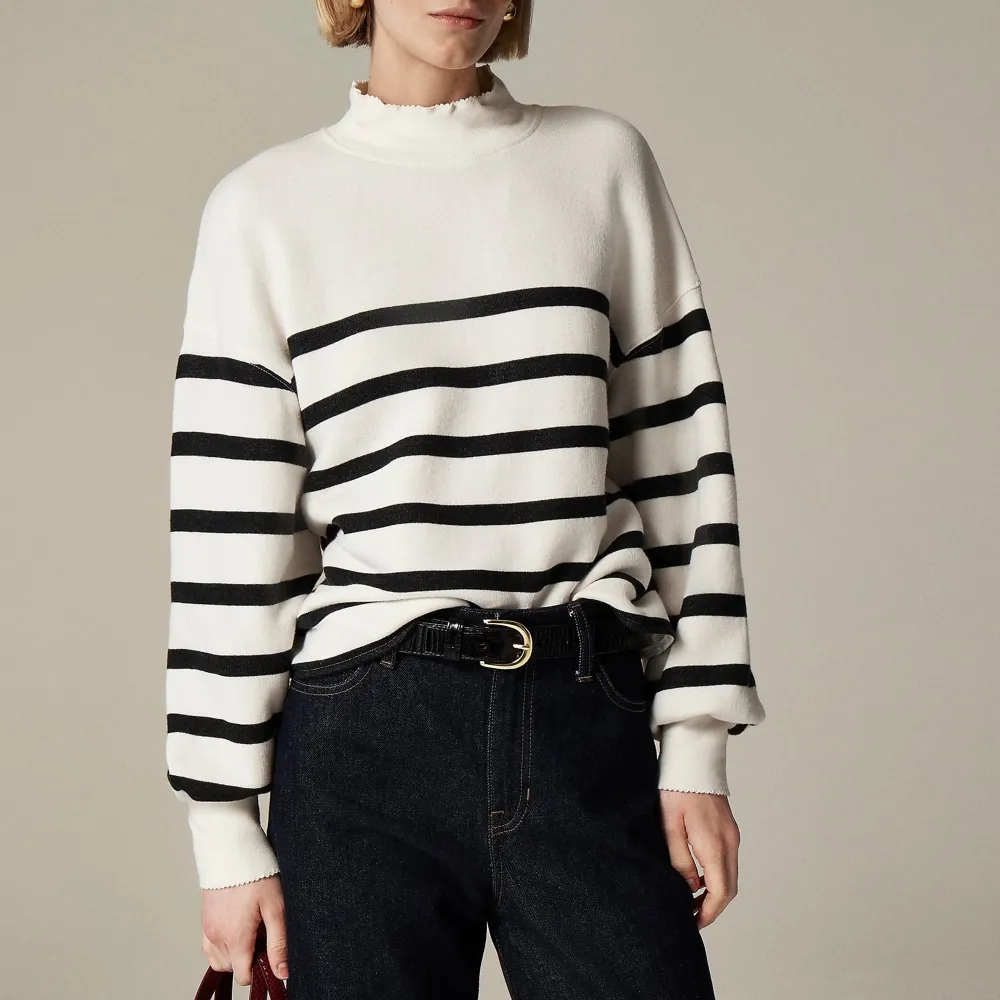 Terry Mockneck Stripe Sweaters