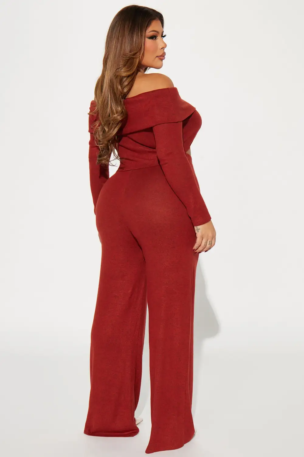 Jamie Brushed Knit Pant Set - Rust