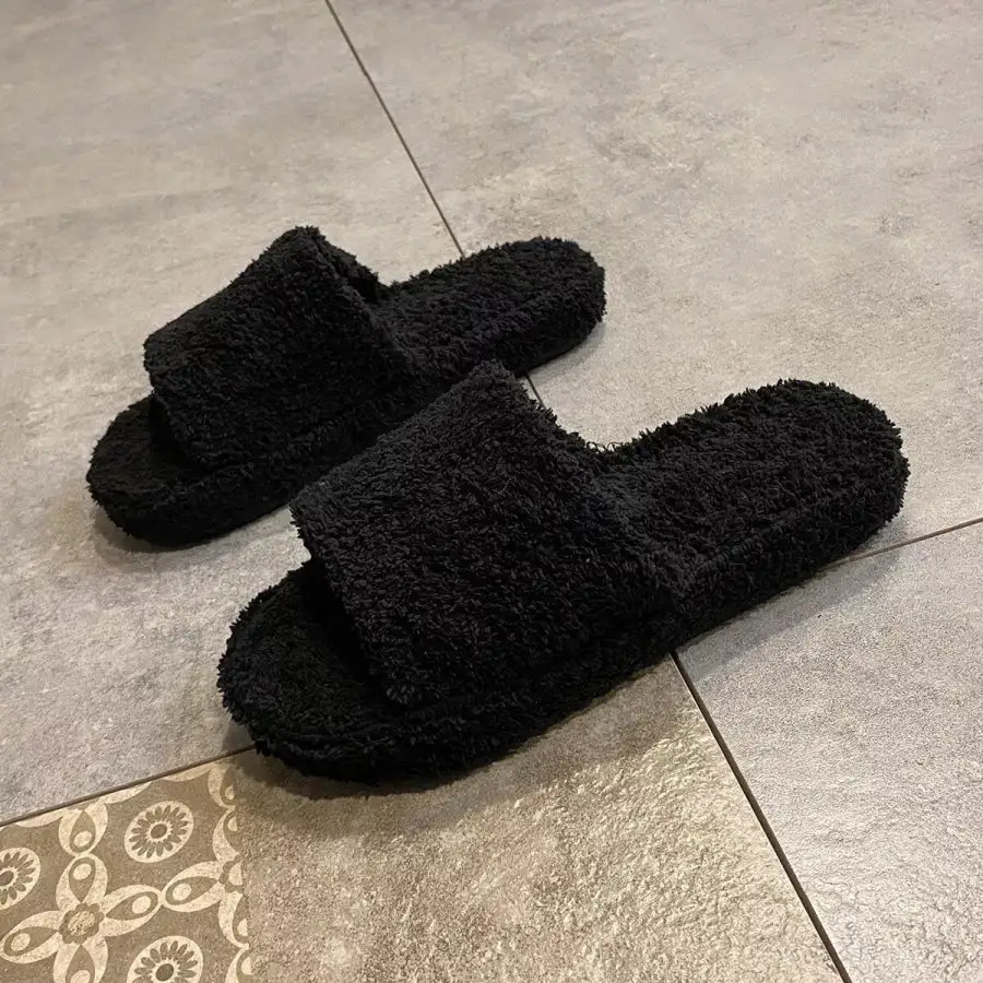 Textured Open Toe Platform Slippers