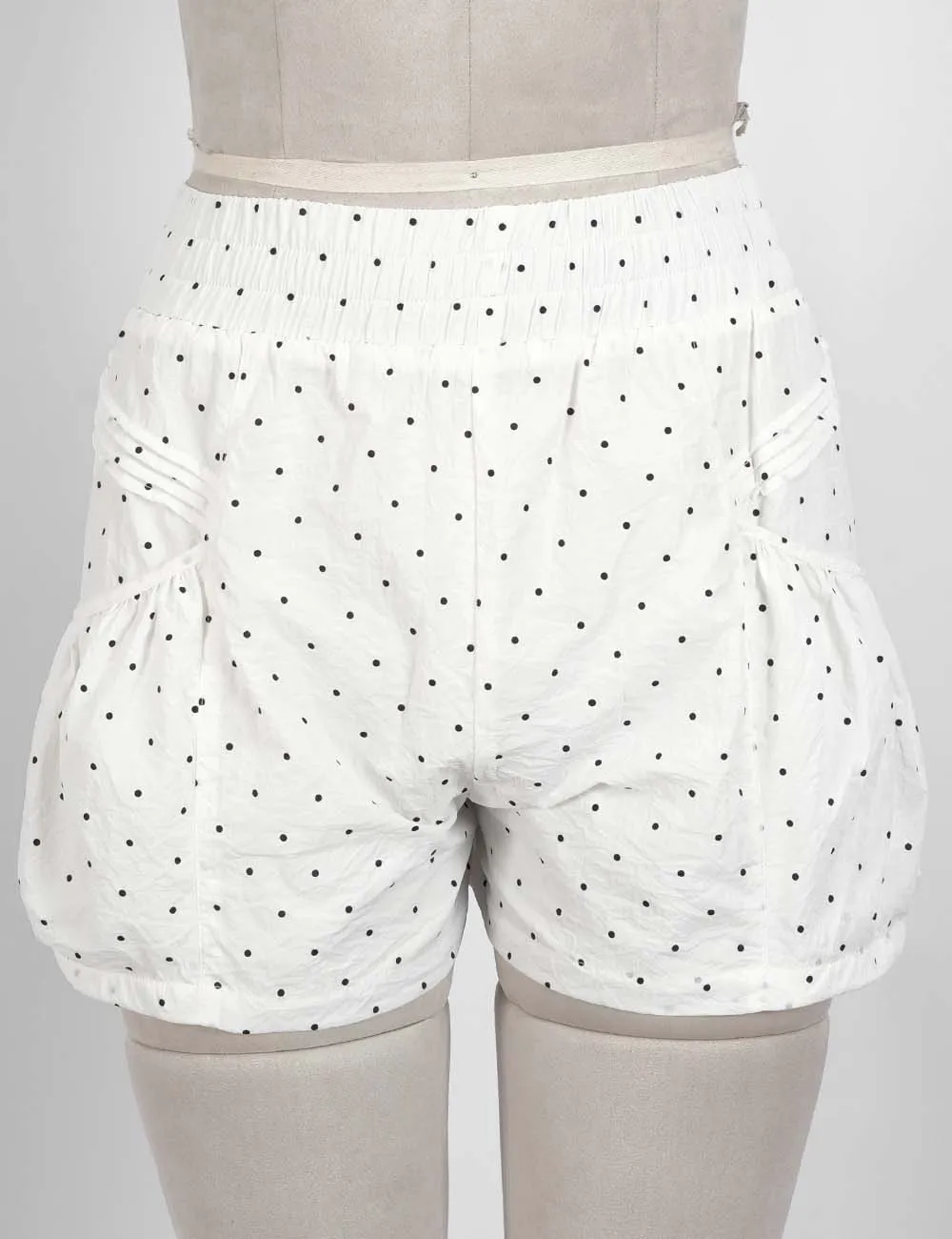 Polka Dot Elastic Waist Pleated Gathered Bubble Shorts
