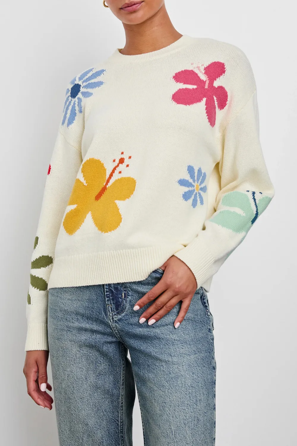 Cute Floral Embroidery Women's Loose Sweater