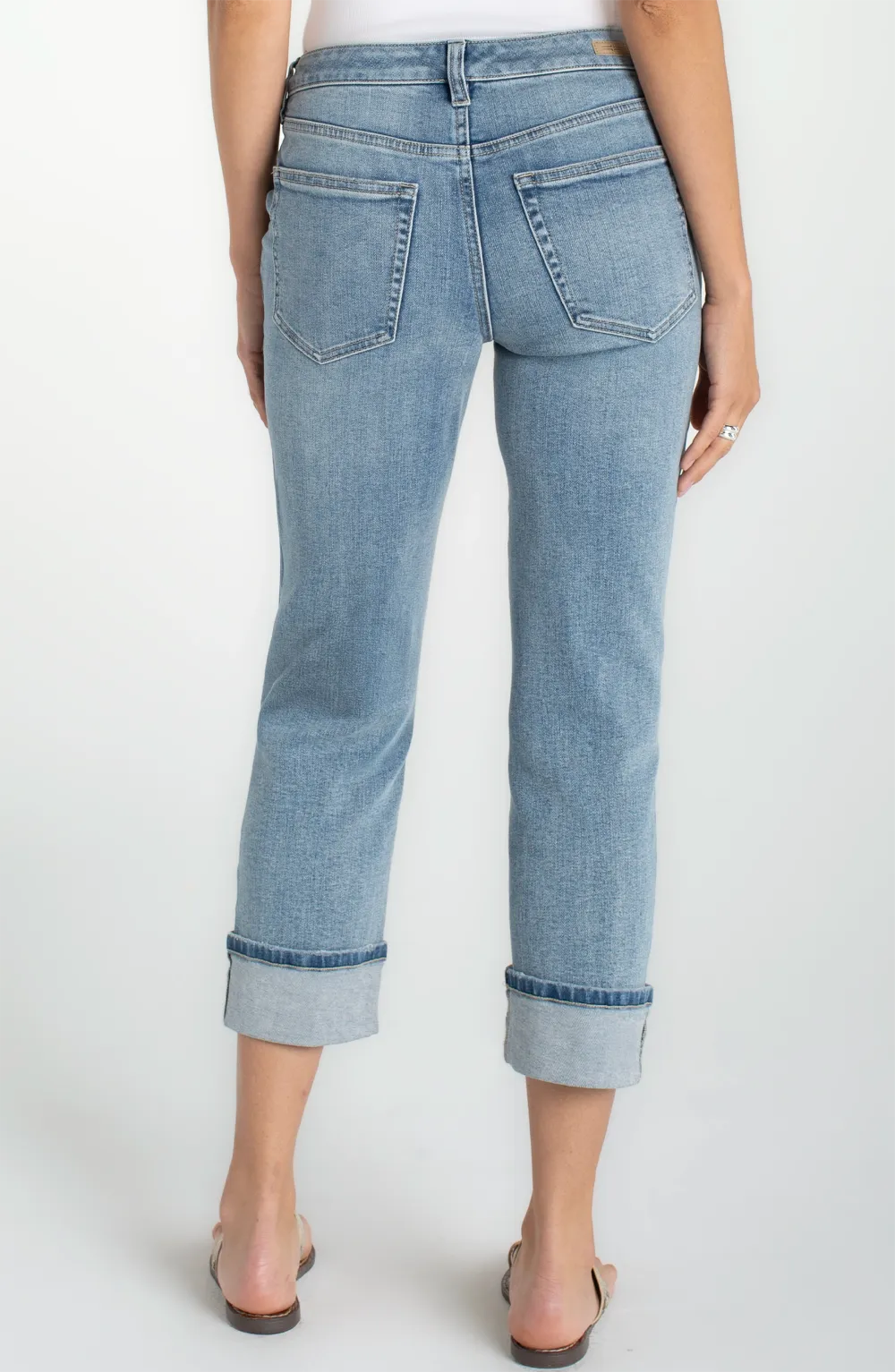 Cropped High Rise Straight Leg Jeans