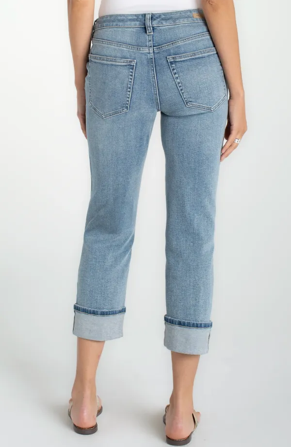 Cropped High Rise Straight Leg Jeans