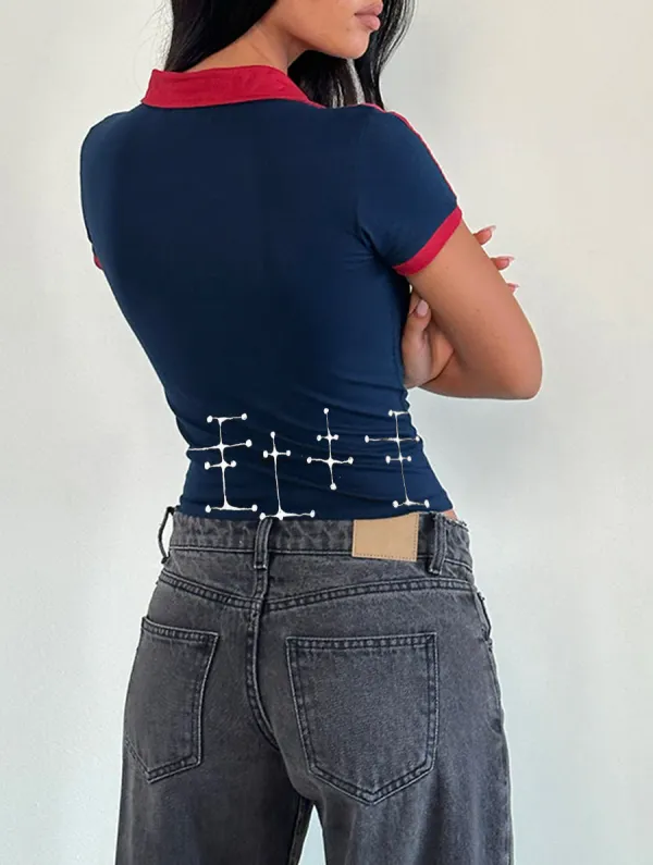 Navy With Adrenaline Red Binding Top
