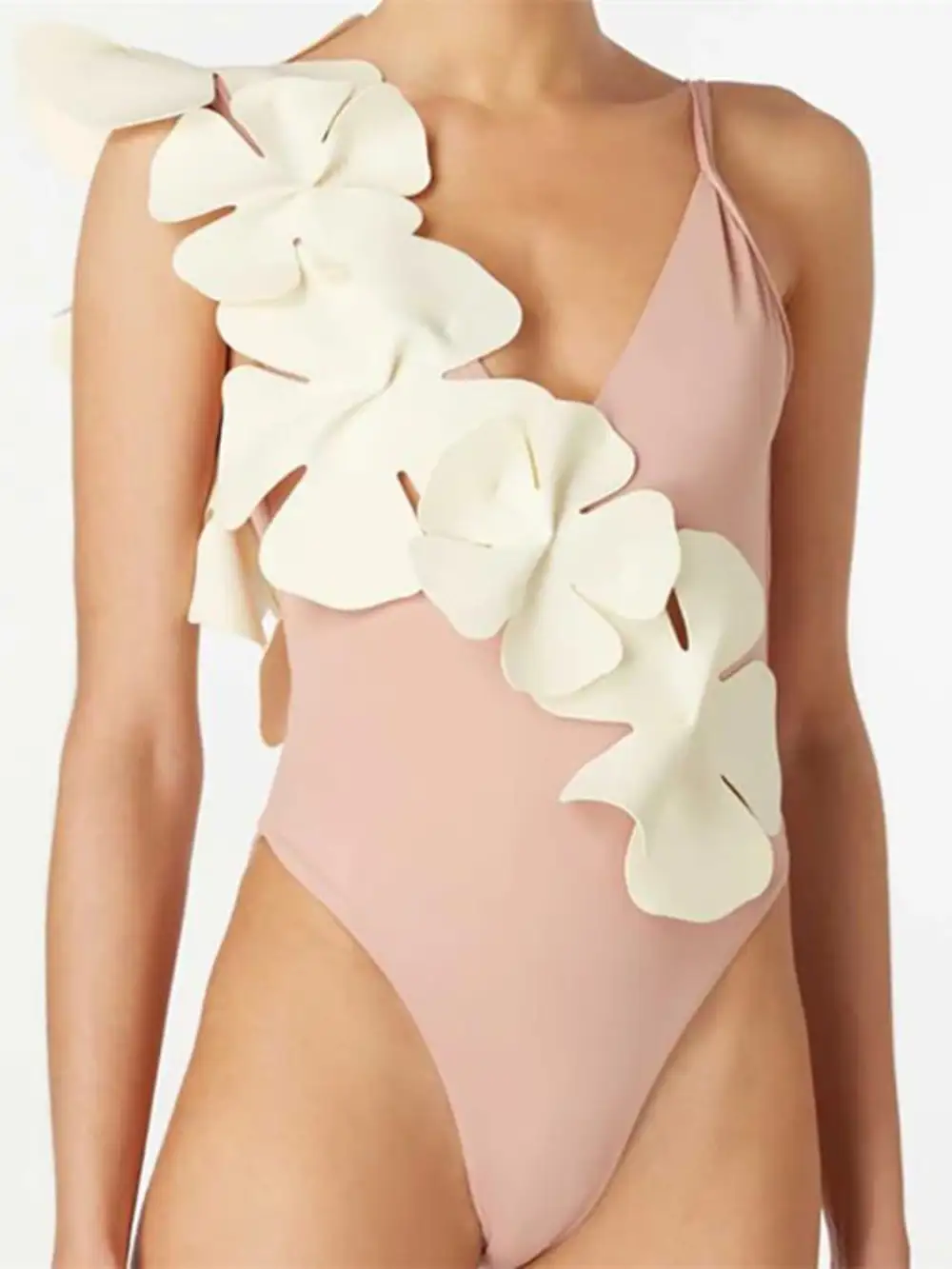 Contrast Flower One Piece Swimsuit