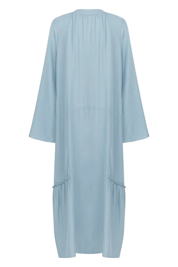 Long Sleeve Maxi Dress-Blue