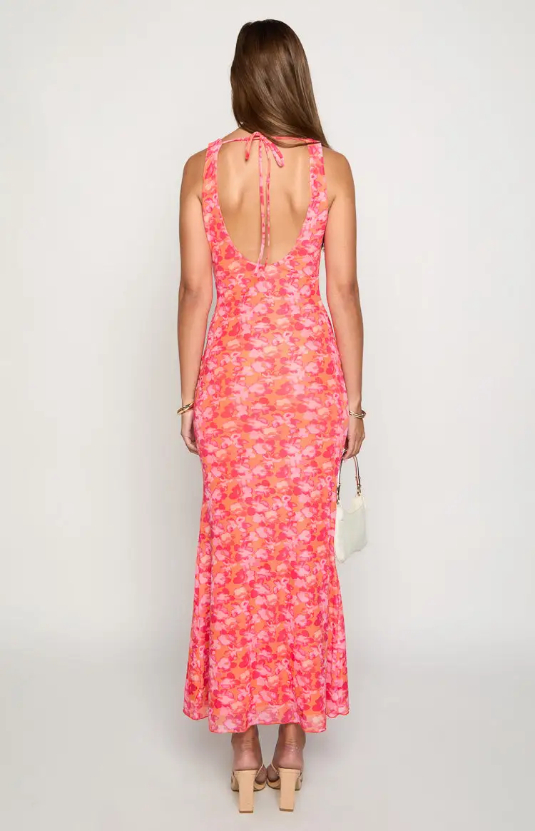 Soft Floral Print Maxi Dress