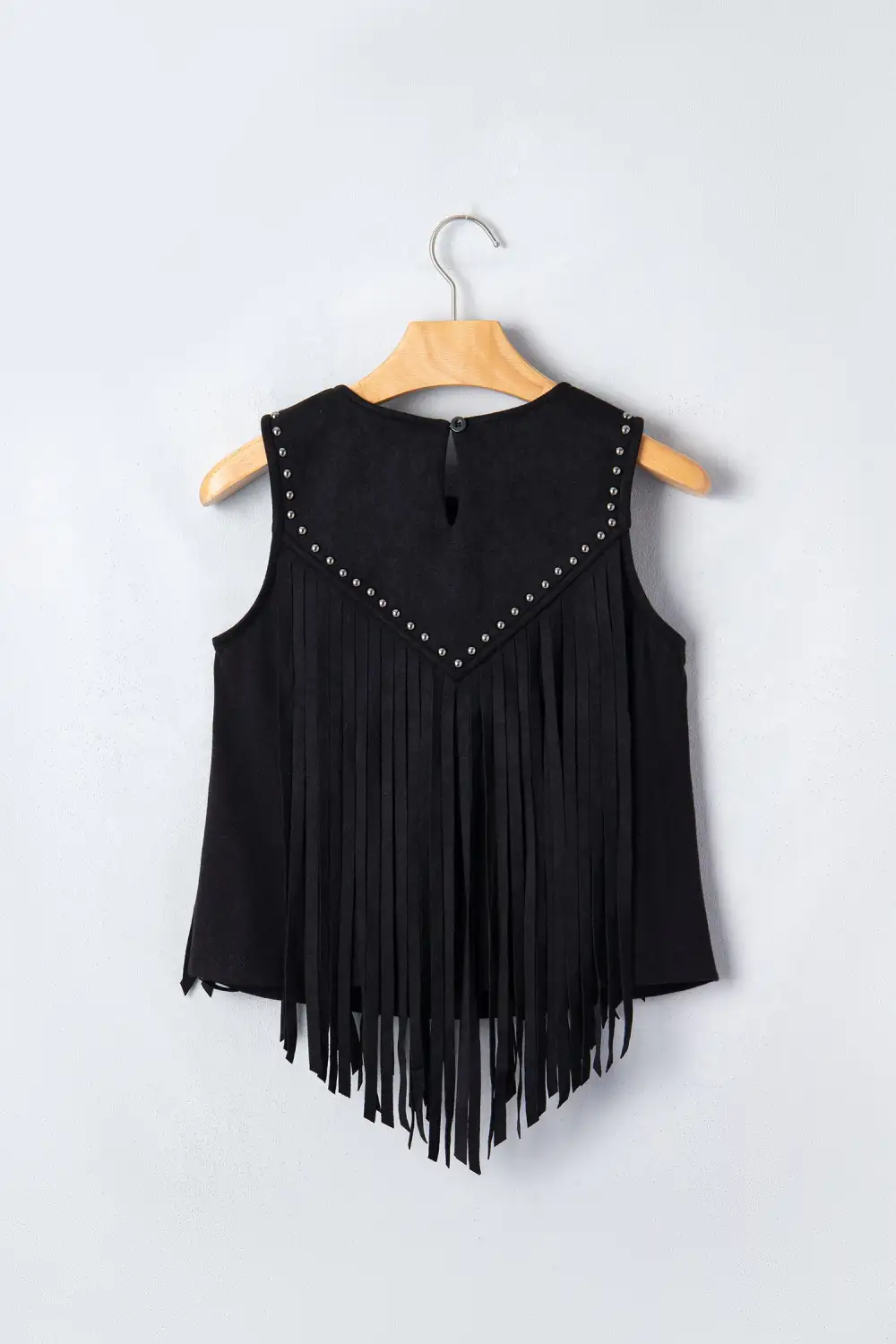 Western Fringe Rivet Paneling Bust Sleeveless Top
