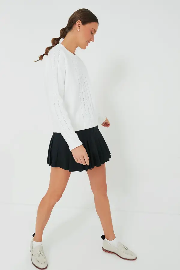 White Cable Knit Reid Sweatshirt