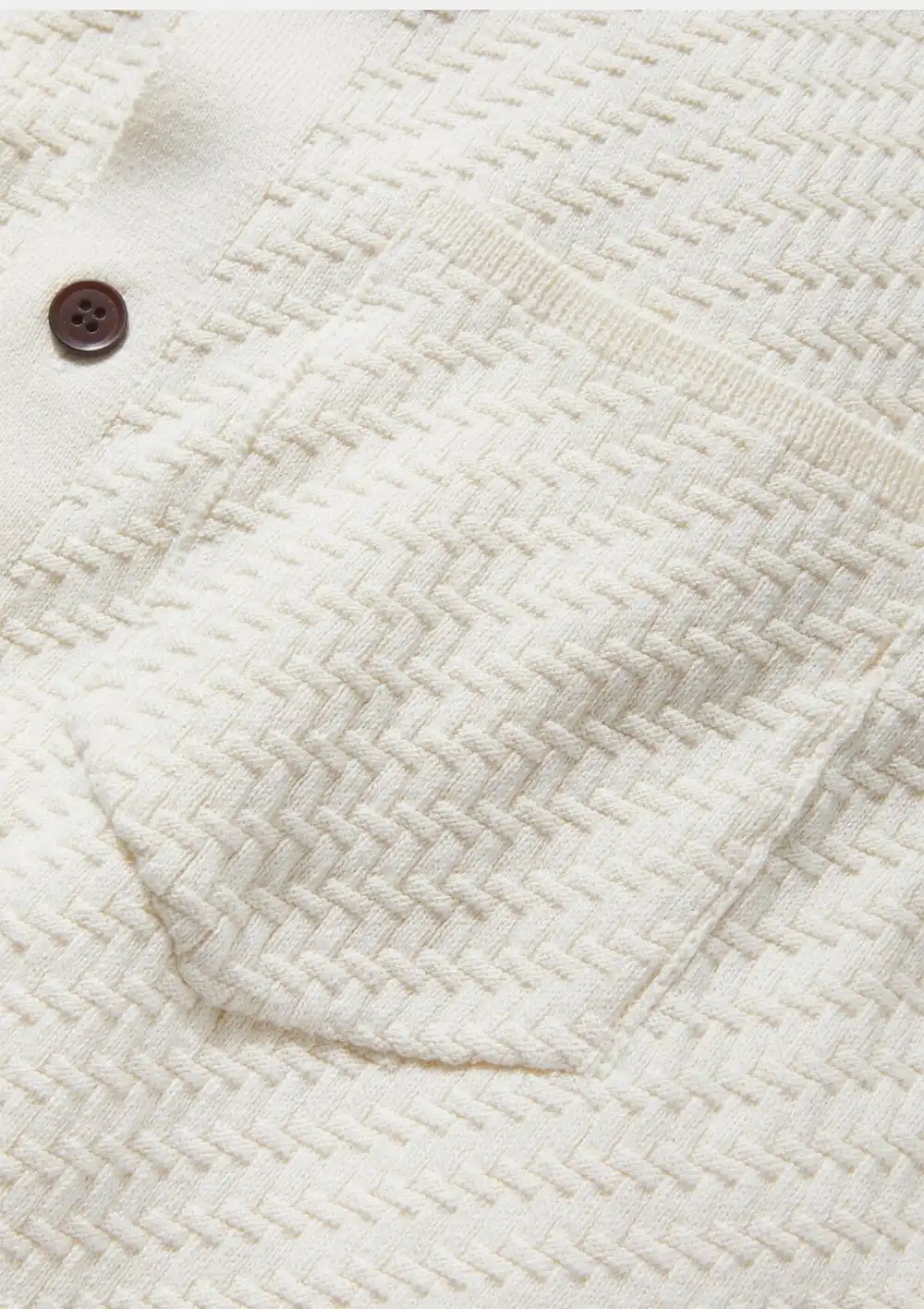 Cream Herringbone Knit Polo