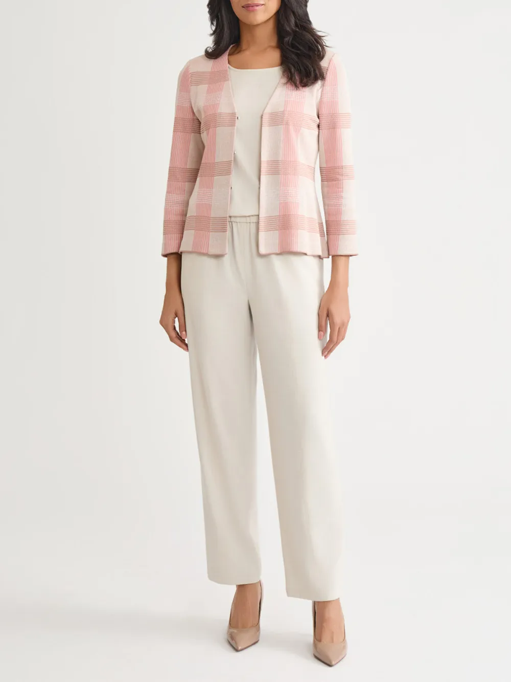 Checkered V-Neck Jacket