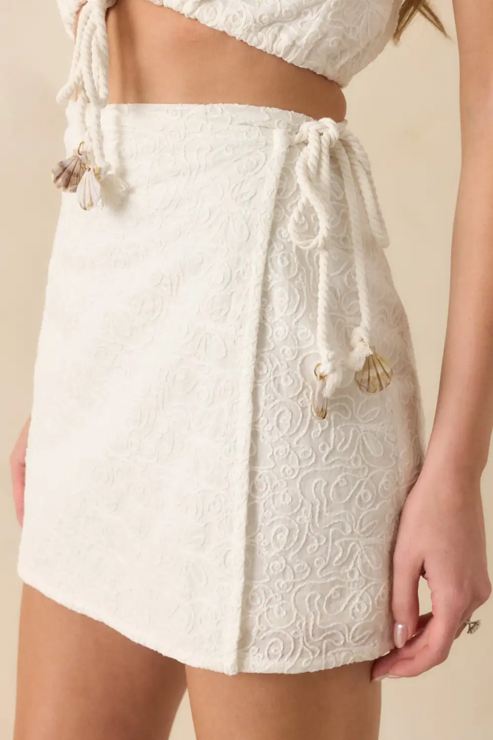 Daphne Cotton Jacquard Wrap Mini Skirt