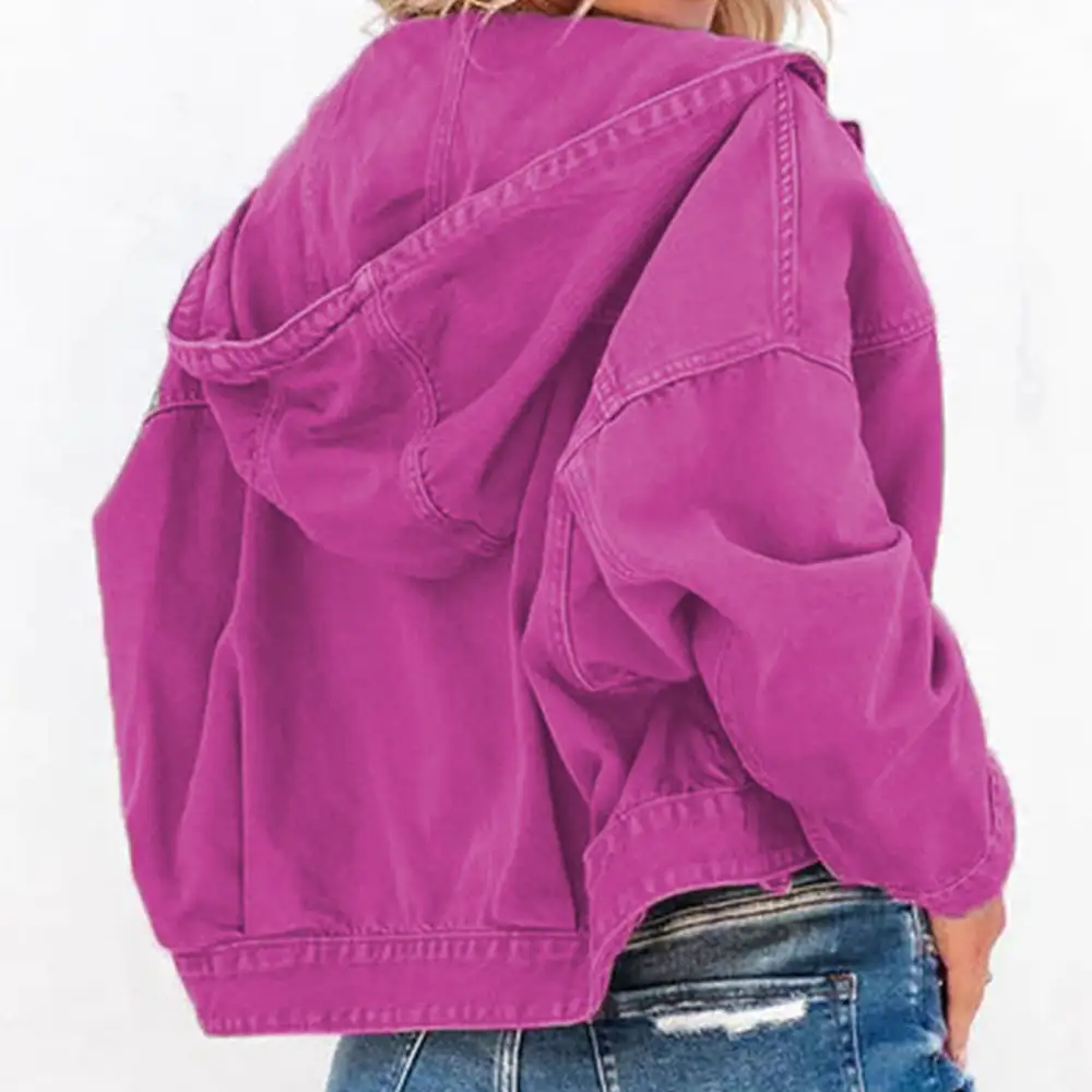 Hooded Drop-shoulder Denim Jacket