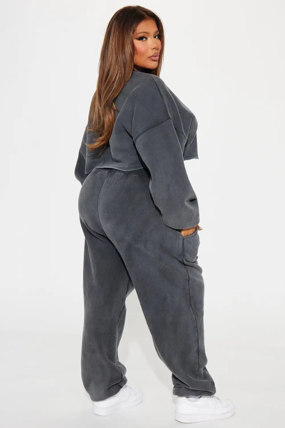 Feeling Good Fleece Jogger Set - Charcoal