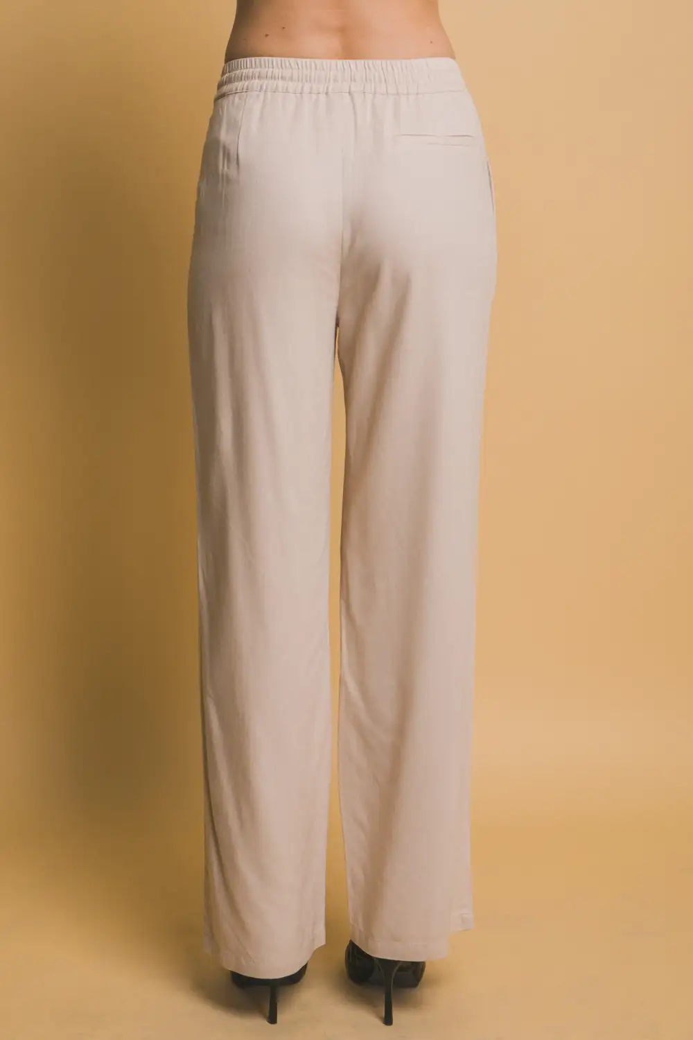 Modern Roomy Linen Blend Smocked Casual Pants