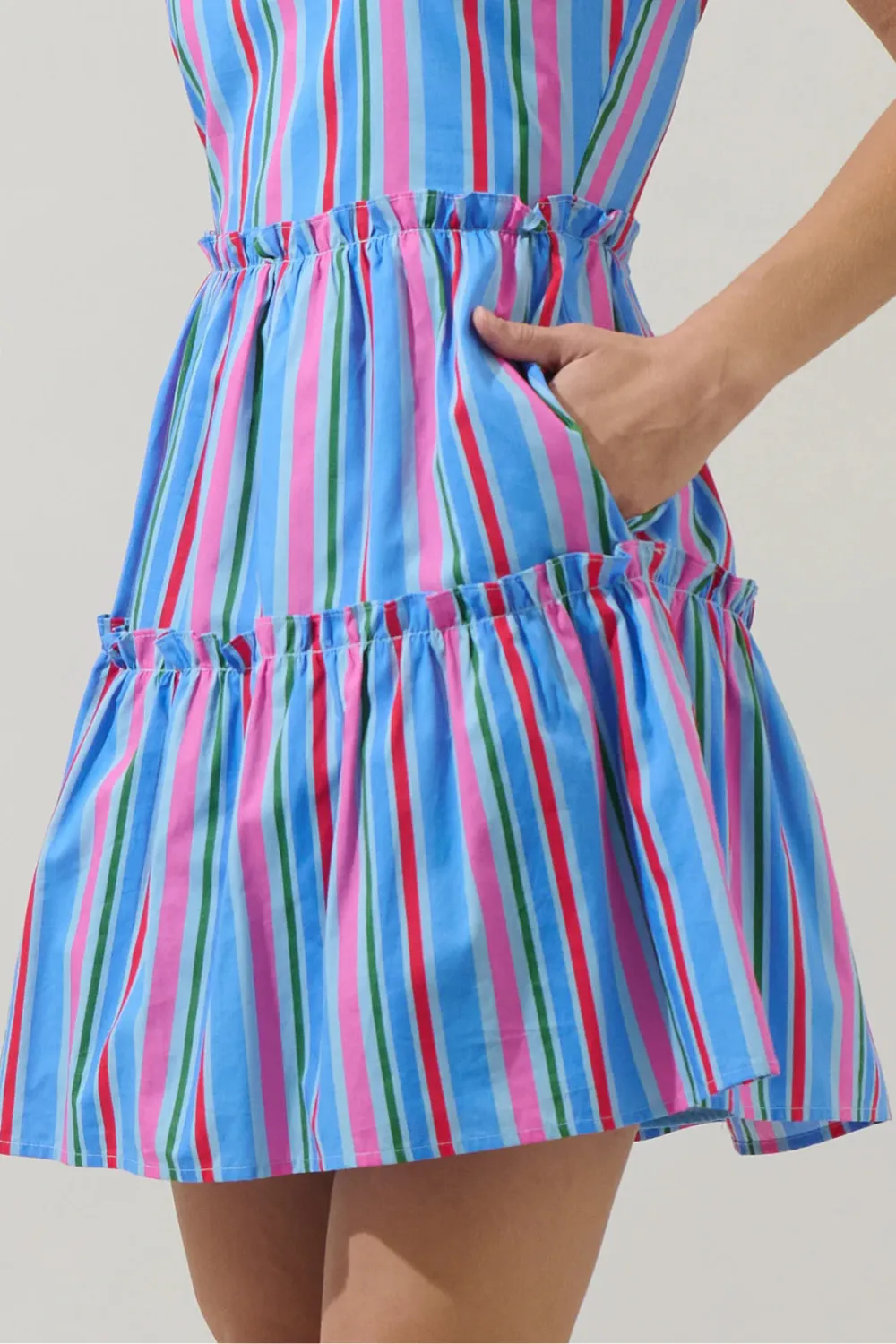 Stripes Ruffle Tiered Mini Dress