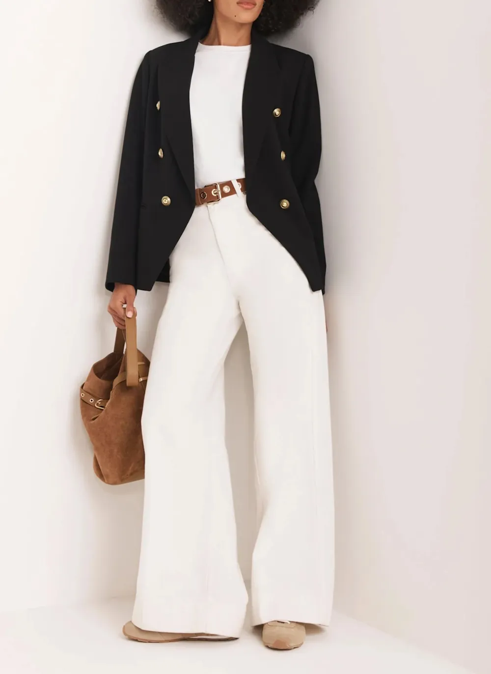 Casual Style Black Double Breasted Blazer