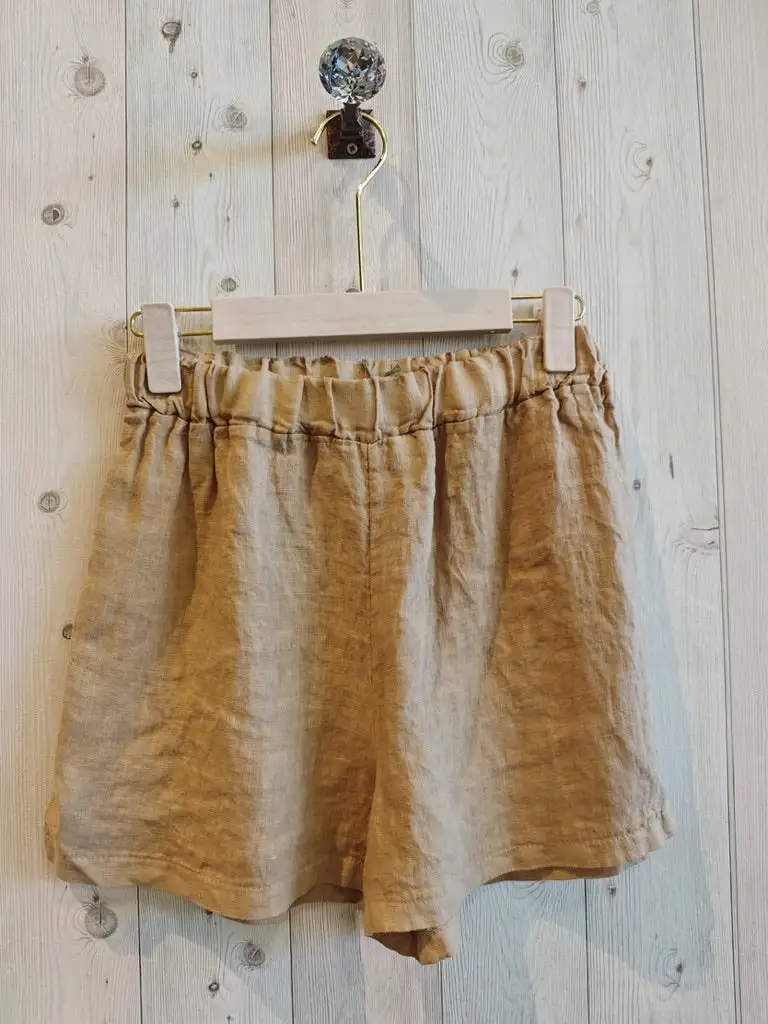 Linen Blend Easy Waist Casual Shorts