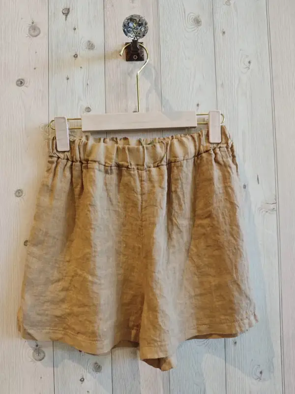 Linen Blend Easy Waist Casual Shorts