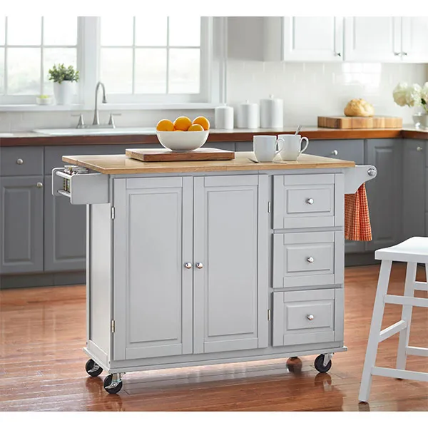 🎄Store Closing Sale - 3-drawer Drop Leaf Kitchen Cart🎉