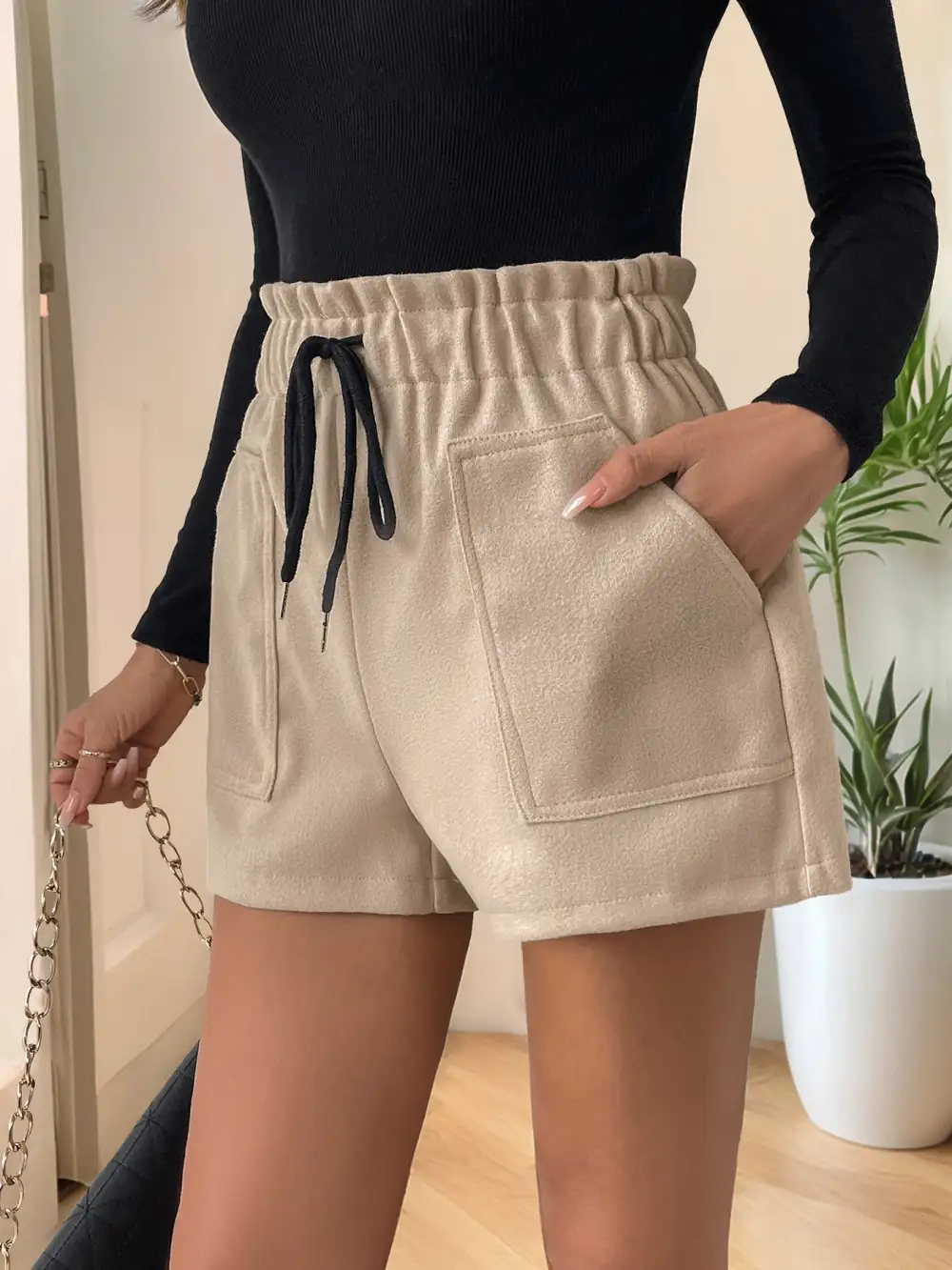 Everyday Frill Drawstring Shorts with Pockets