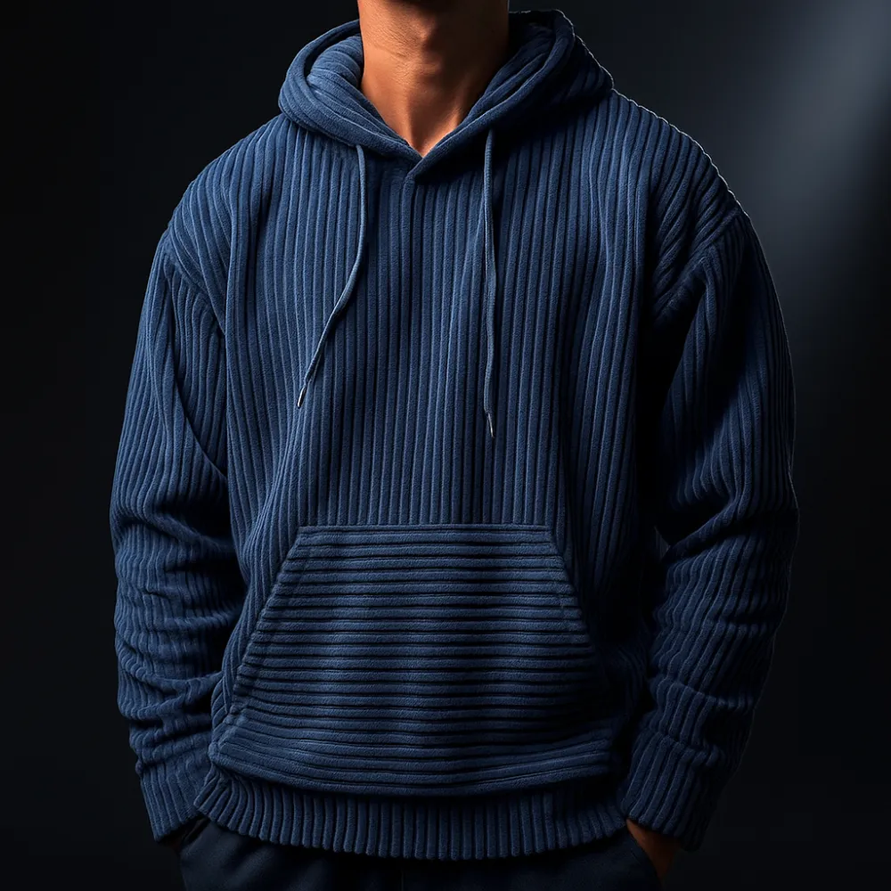 Corduroy Pullover Hooded Sweatshirt