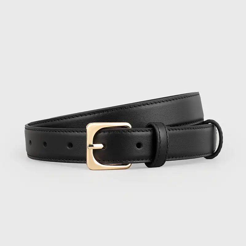Easy Classic Leather Belt with Golden Buckle
