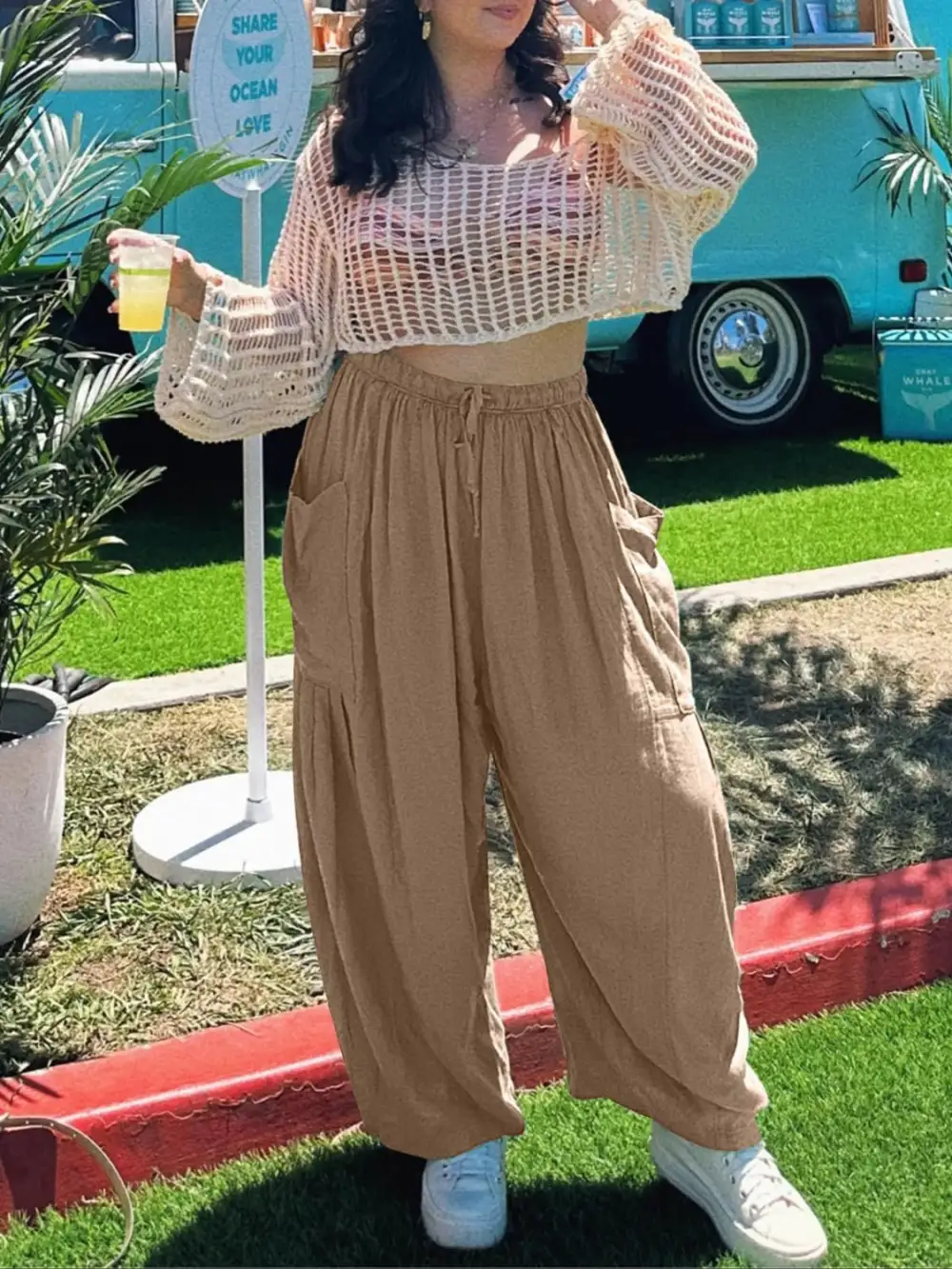 Full Size Drawstring Pants With Pocket Plus Size