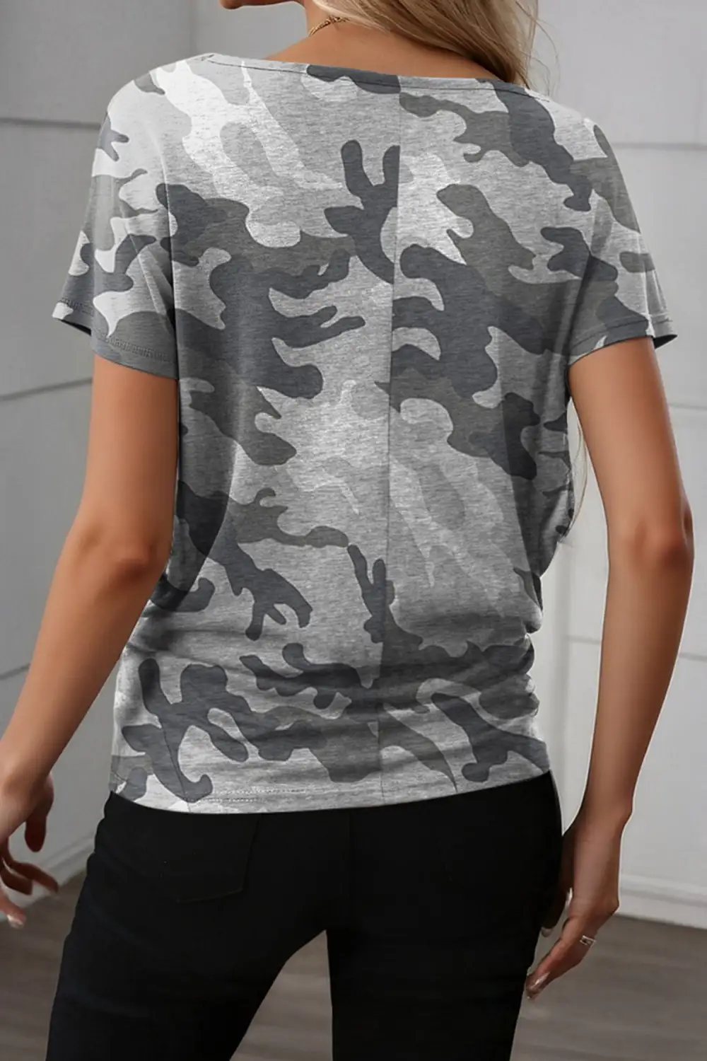 Airy Button Detail Graphic Tee