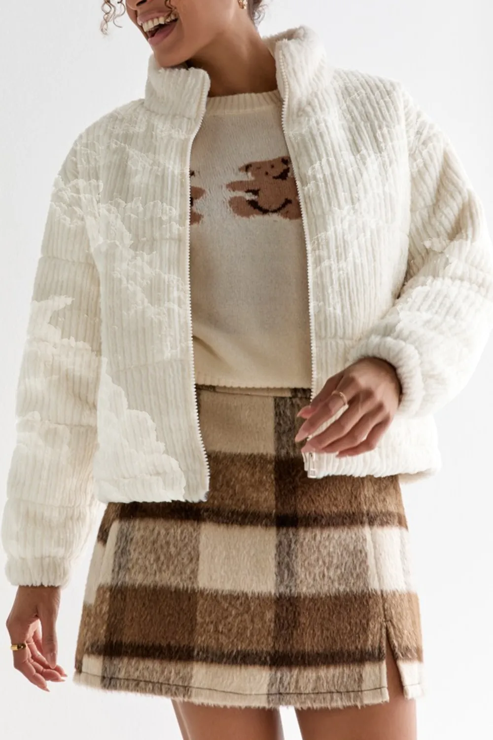 Sabrina Faux Fur Ribbed Puff Jacket