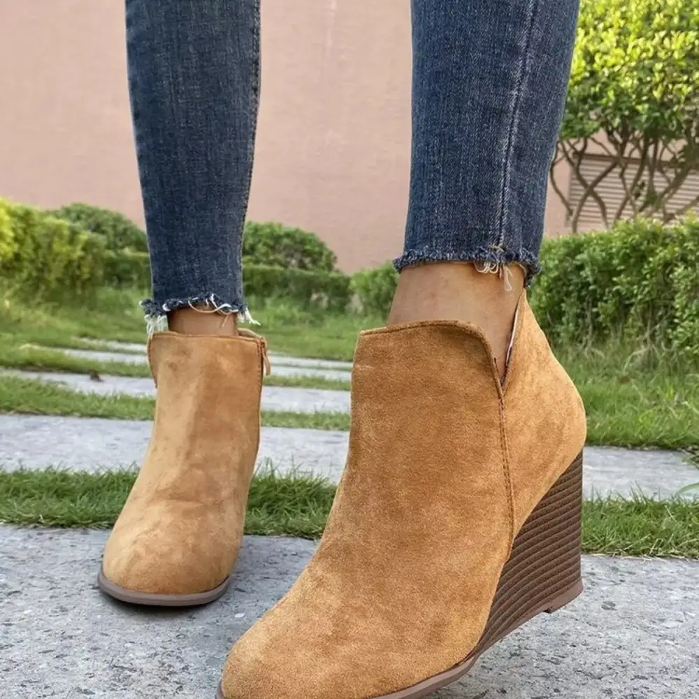 Side-Zip Wedge Boots